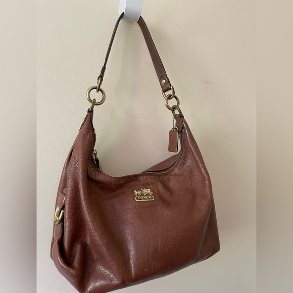 Coach Madison Hailey 14304 Brown Camel Caramel Leather Shoulder Satchel - Picture 5 of 11